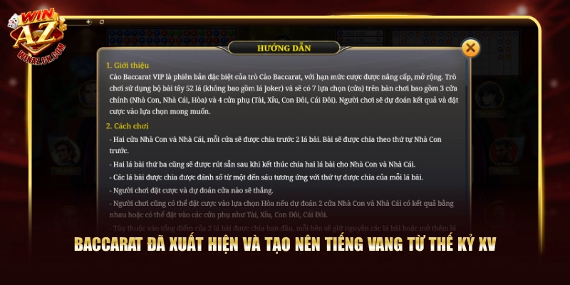 Baccarat - Tường Tận A - Z Cách Chinh Phục Cho Tân Thủ 1 Baccarat đã xuất hiện và tạo nên tiếng vang từ thế kỷ XV