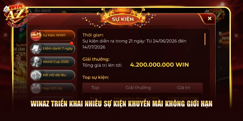 Winaz - Trang Chủ Cổng Game Số #1 Winaz.com | Tặng 8888K 22 WinAZ triển khai nhiều sự kiện khuyến mãi không giới hạn